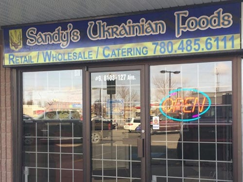 Sandy's Ukrainian Foods - Front Door with Open Sign